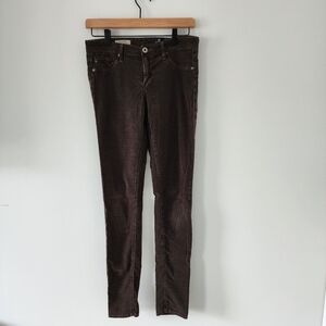 AG Adriano Goldschmied Womens 28R Brown Corduroy Legging Pants Stretch Jeans